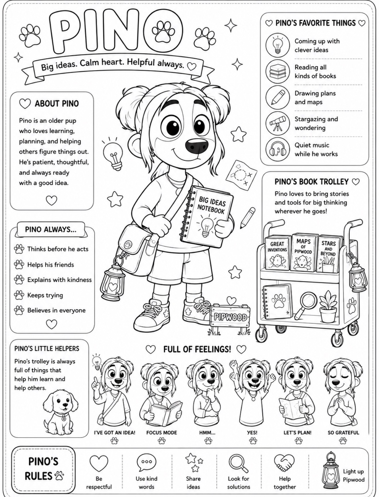 Pino coloring page preview